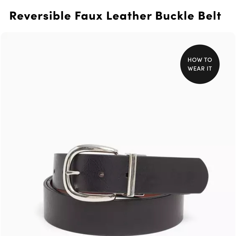 Torrid Black and Brown Faux Leather Belt with Silver Buckle 3X